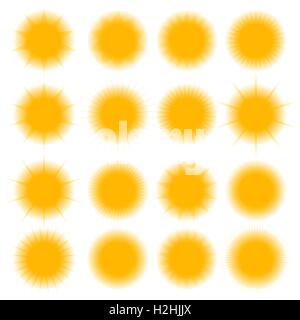 Icons of the sun, vector illustration. Stock Vector