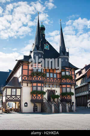 sqaure with town hall in wernigerode germany Stock Photo
