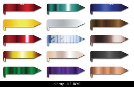 Metal multicolored arrows over a white background for your web design Stock Vector