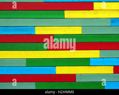 Wall from many color planks Stock Photo
