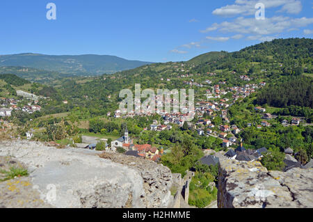 Travel to Europe under summer.Panoramic view from old castle in the Jajce,Bosnia and Herzegovina Stock Photo