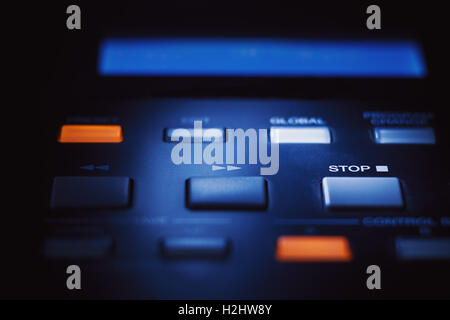 Part of a modern midi controller, view on buttons. Stock Photo