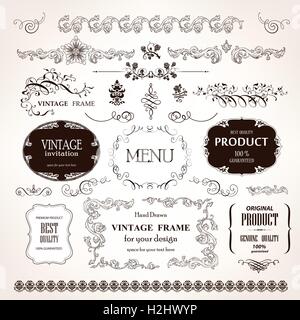Vector set of calligraphic design elements and page decor Stock Vector ...