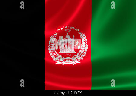 Close up of the flag of Afghanistan on silky fabric Stock Photo