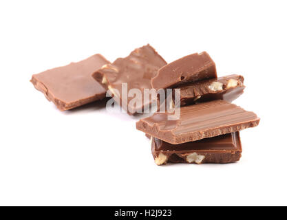 Tasty morsel of milk chocolate with nuts Stock Photo