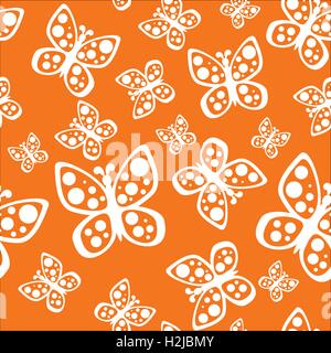 Beautiful seamless background of butterflies different colors. Stock Vector