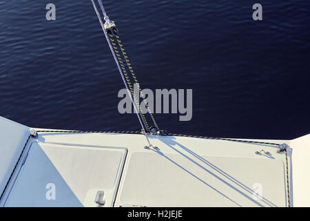 permanent backstay is attached to the top of the mast. Stock Photo