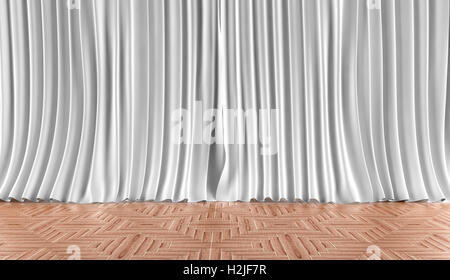 Background curtains and floor boarding Stock Photo