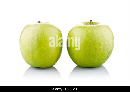 Two green apples isolated on white background. Stock Photo