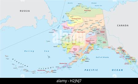 Political Map Of Alaska Stock Photo 34009500 Alamy   Alaska Administrative Map H2jnj7 