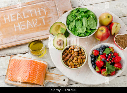 Foods for healthy Heart. Balanced diet. Top view Stock Photo