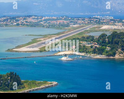 Aerial view of Corfu airport in Greece Stock Photo