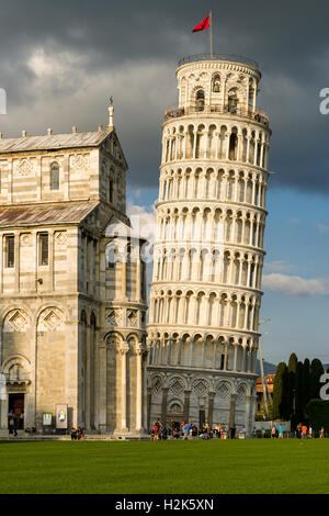 Cathedral and Leaning Tower of Pisa, Torre pendente di Pisa, main tourist attractions Pisa, Pisa, Tuscany, Italy Stock Photo