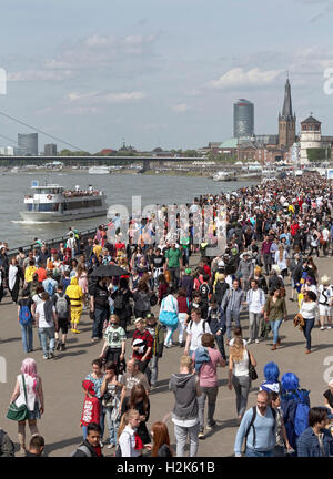 Crowd on the Rhine promenade on Japan Day, Düsseldorf, Rhineland, North Rhine-Westphalia, Germany Stock Photo