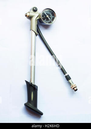 High pressure pump for bicycle tool on white background Stock Photo