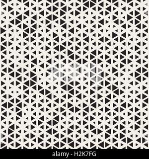 Vector Seamless Black and White Random Size Triangles Grid Pattern Stock Vector