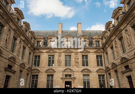 The Hotel de Sully, its mannerist monumental ornamental motifs are representative of the late Rennaissance: Stock Photo