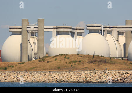 A photograph of the Deer Island Waste Water Treatment Plant (also known as Deer Island Sewage Treatment Plant), in Boston. Stock Photo