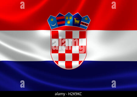3D rendering of the flag of Croatia on satin texture. Stock Photo