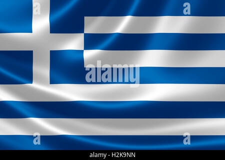 3D rendering of the flag of Greece on satin texture. Stock Photo