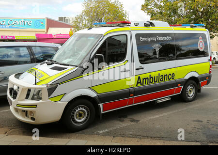 Australian Ambulance parked in Mareeba city mainstreet Stock Photo