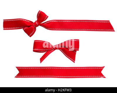 Red ribbons and bows isolated on white Stock Photo