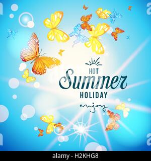 Blue spring sky, with bright sun and flares Stock Vector Image & Art ...