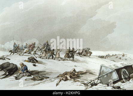 Engraving - Retreat of the french army in Russia - 1812 Stock Photo