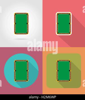 billiards table flat icons vector illustration isolated on background Stock Vector