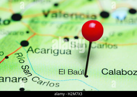 El Baul pinned on a map of Venezuela Stock Photo