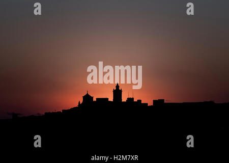 silhouette of the Cittadella, Victoria, Gozo, Malta Stock Photo