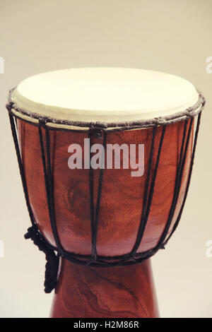 African drum djembe close up photo isolated on white Stock Photo