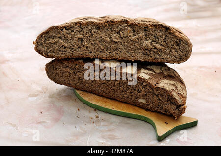 Baked bread on table Stock Photo