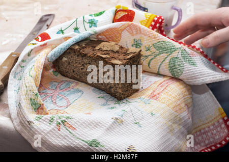 Baked bread on table Stock Photo