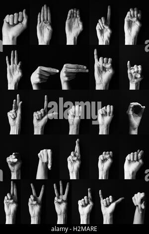 Dactil sign language of American alphabet ABC Stock Photo