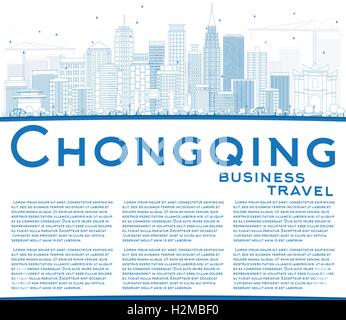 Outline Chongqing Skyline with Blue Buildings and Copy Space. Vector Illustration. Business Travel and Tourism Concept with Mode Stock Vector