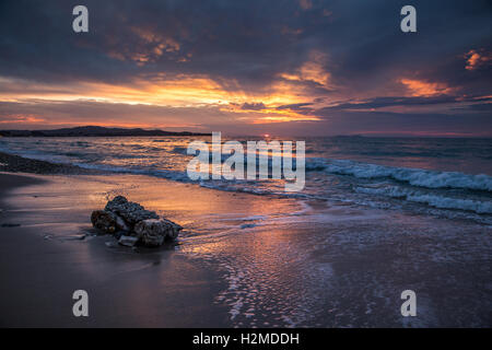 Sunset in Acharavi, Corfu. Stock Photo