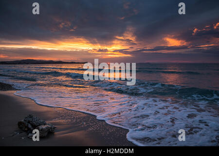 Sunset in Acharavi, Corfu. Stock Photo