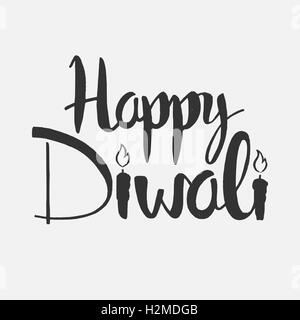 Happy Diwali lettering. Modern vector hand drawn calligraphy over white background for your greeting card design Stock Vector