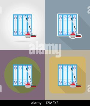 playground for curling sport game flat icons vector illustration isolated on background Stock Vector