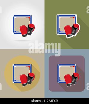 Boxing ring flat vector illustration with two male boxers and girl in ...