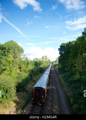 The Belmond British Pullman 60163 'Tornado' Steam Locomotive speeds through the Surrey Hills at Reigate, Surrey 1459hrs Friday 3 Stock Photo