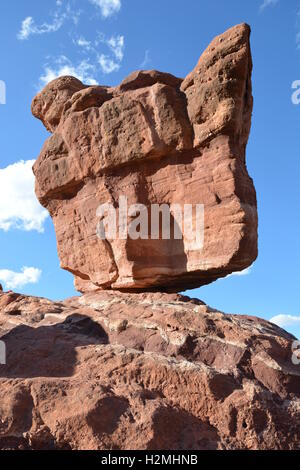 'Balance Rock' Sandstone Rock Formation at Garden of the Gods Park in Colorado Springs Stock Photo