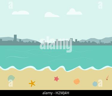 Beach background in pastel color style, vector Stock Vector