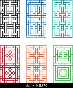 Chinese ornament for door, window, wall and fence, vector Stock Vector