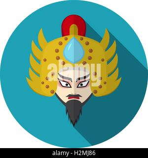 Chinese opera icon, warrior and knight symbol, vector Stock Vector
