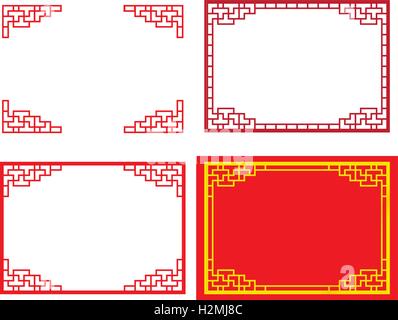 Chinese ornament for card and picture frame, vector Stock Vector