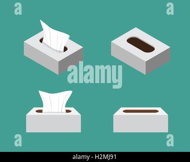 Tissue box icons in flat style, vector design Stock Vector
