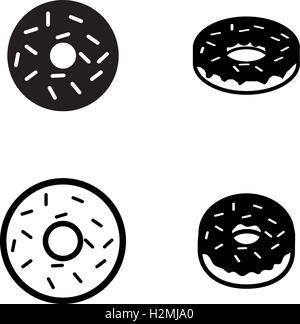 Donut icons in silhouette style, vector design Stock Vector