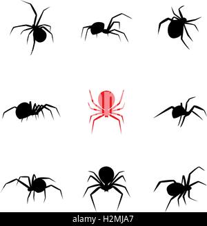 Black widow spider in silhouette style, vector Stock Vector